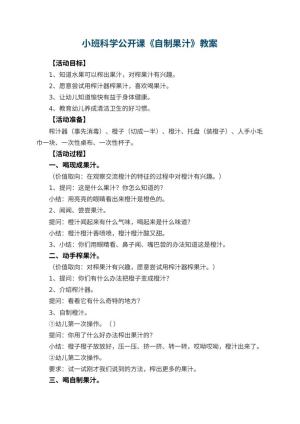 幼儿园小班科学公开课教案《自制果汁》 包含反思预览