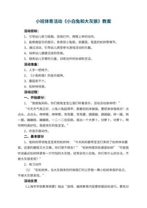 幼儿园小班体育活动教案《小白兔和大灰狼》 包含反思预览