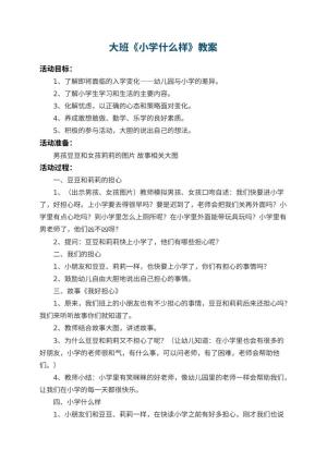 幼儿园大班教案《小学什么样》 包含反思