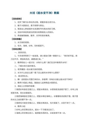 幼儿园大班教案《脏水变干净》预览