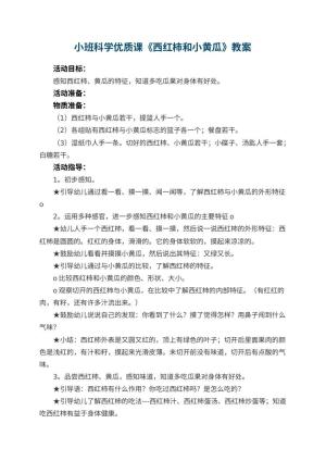 幼儿园小班科学优质课教案《西红柿和小黄瓜》 包含反思预览