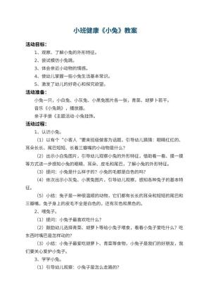 幼儿园小班健康教案《小兔》 包含反思预览