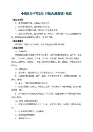 幼儿园小班优秀体育活动教案《轮胎轱辘轱辘》 包含反思预览