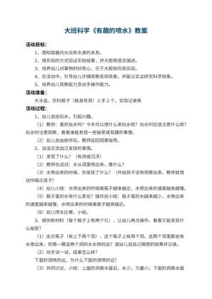 幼儿园大班科学教案《有趣的喷水》 包含反思预览