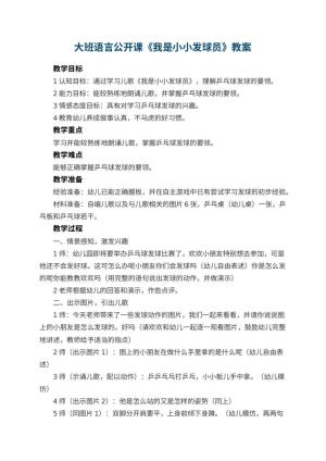 幼儿园大班语言公开课教案《我是小小发球员》预览