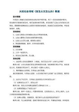 幼儿园大班社会领域教案《发生火灾怎么办》 包含反思预览