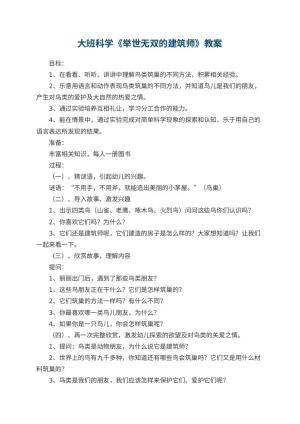 幼儿园大班科学教案《举世无双的建筑师》预览