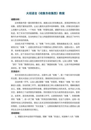 幼儿园大班语言教案《收集东收集西》 包含反思预览