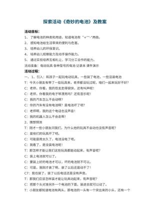 幼儿园探索活动《奇妙的电池》教案及 包含反思