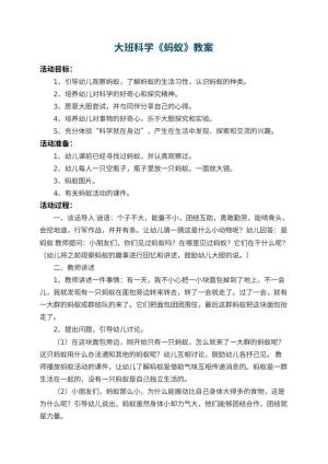 幼儿园大班科学教案《蚂蚁》 包含反思