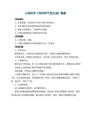 幼儿园小班科学教案《饮料的气泡之谜》预览