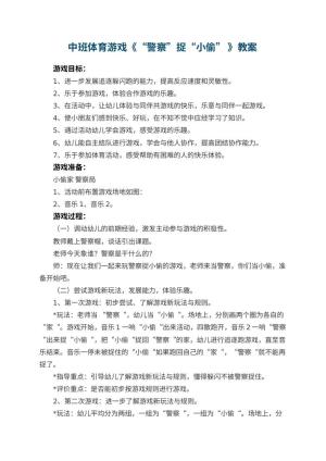 幼儿园中班体育游戏《“警察”捉“小偷” 》 包含反思
