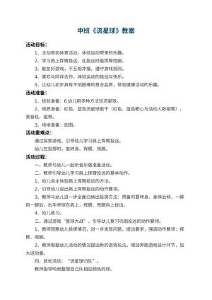 幼儿园中班教案《流星球》 包含反思预览