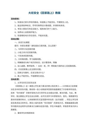 幼儿园大班安全教案《回家路上》 包含反思预览