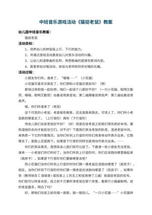 幼儿园中班音乐游戏教案活动《猫捉老鼠》 包含反思预览
