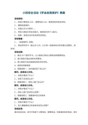 幼儿园小班安全活动教案《学会自我保护》 包含反思预览