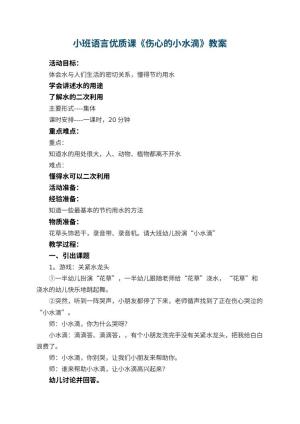 幼儿园小班语言优质课教案《伤心的小水滴》 包含反思预览