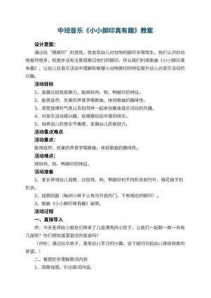 幼儿园中班音乐教案《小小脚印真有趣》 包含反思预览