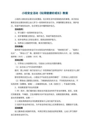 幼儿园小班安全活动教案《玩得健康好成长》 包含反思预览