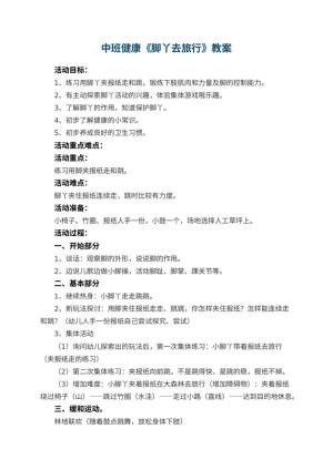 幼儿园中班健康教案《脚丫去旅行》 包含反思预览