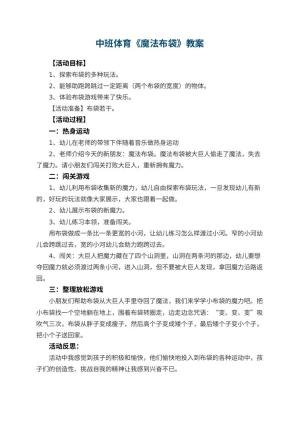 幼儿园中班体育优秀教案《魔法布袋》 包含反思预览