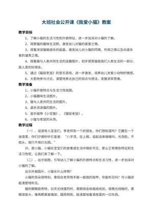 幼儿园大班社会公开课教案《我爱小猫》 包含反思