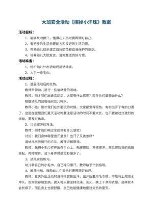 幼儿园大班安全活动教案《擦掉小汗珠》预览