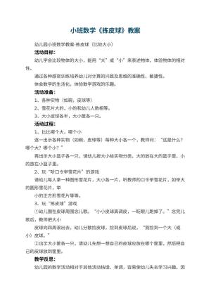 幼儿园小班数学教案《拣皮球》 包含反思预览