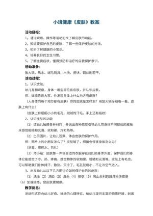 幼儿园小班健康教案《皮肤》 包含反思预览