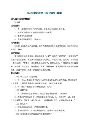 幼儿园小班科学游戏教案《捉迷藏》 包含反思预览