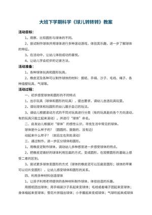 幼儿园大班下学期科学教案《球儿转转转》 包含反思