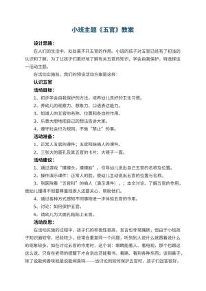 幼儿园小班主题优秀教案《五官》 包含反思预览