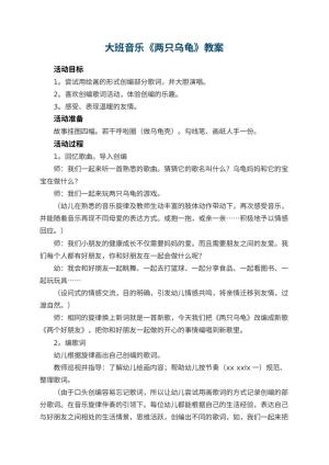 幼儿园大班音乐教案《两只乌龟》 包含反思预览