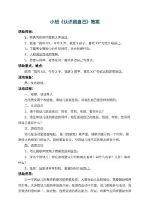 幼儿园小班教案《认识我自己》 包含反思