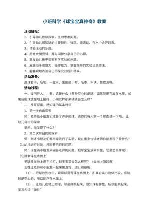 幼儿园小班科学优秀教案《球宝宝真神奇》 包含反思预览