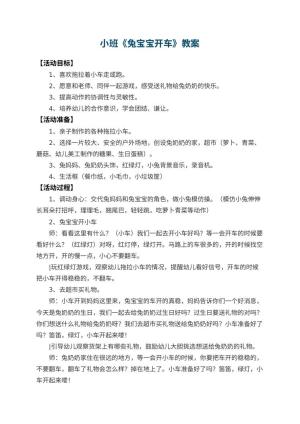 幼儿园小班教案《兔宝宝开车》