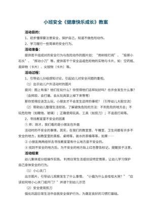 幼儿园小班安全优秀教案《健康快乐成长》 包含反思预览