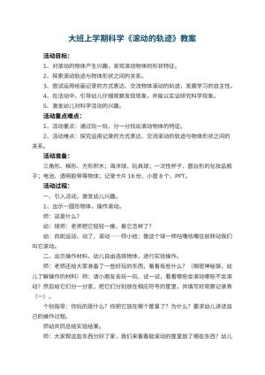 幼儿园大班上学期科学教案《滚动的轨迹》 包含反思预览