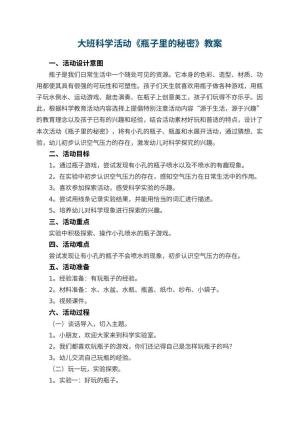 幼儿园大班科学活动《瓶子里的秘密》教案预览