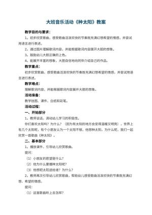 幼儿园大班音乐活动教案《种太阳》 包含反思