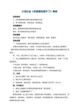 幼儿园小班社会教案《老猫睡觉醒不了》 包含反思预览