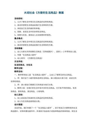 幼儿园大班社会教案《方便的生活用品》 包含反思预览