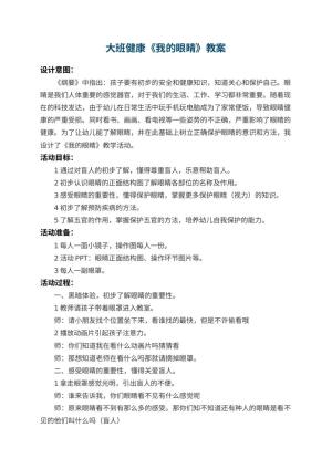 幼儿园大班健康教案《我的眼睛》 包含反思预览
