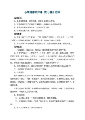 幼儿园小班健康公开课教案《赶小猪》 包含反思预览