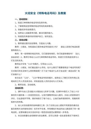 幼儿园大班安全《特殊电话号码》教案及 包含反思预览