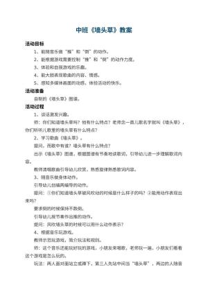幼儿园中班教案《墙头草》