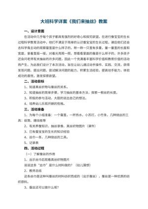 幼儿园大班科学详案教案《我们来抽丝》 包含反思预览