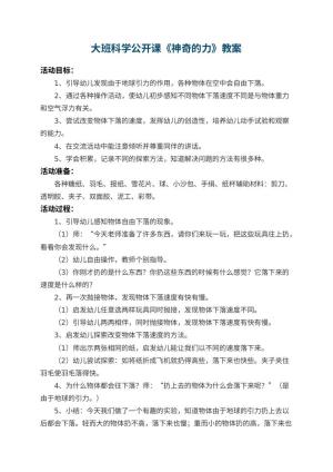 幼儿园大班科学公开课教案《神奇的力》 包含反思预览