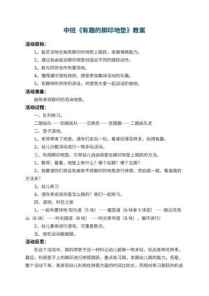 幼儿园中班教案《有趣的脚印地垫》 包含反思预览