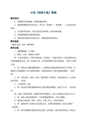 幼儿园小班教案《逃家小兔》 包含反思